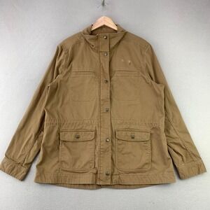 LL Bean Field Jacket Womens L Brown Canvas Utility Barn Coat Lightweight